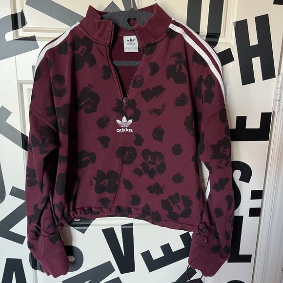 Adidas All Over Cheetah Print Half-Zip Sweater - Picture 5 of 8